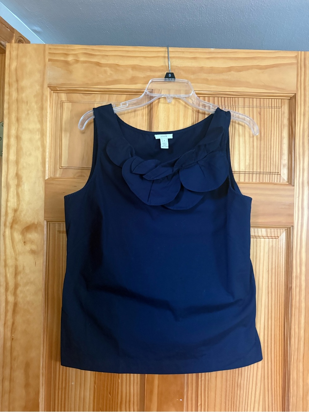 J. Crew Navy Sleeveless Petal-Trim Camisole